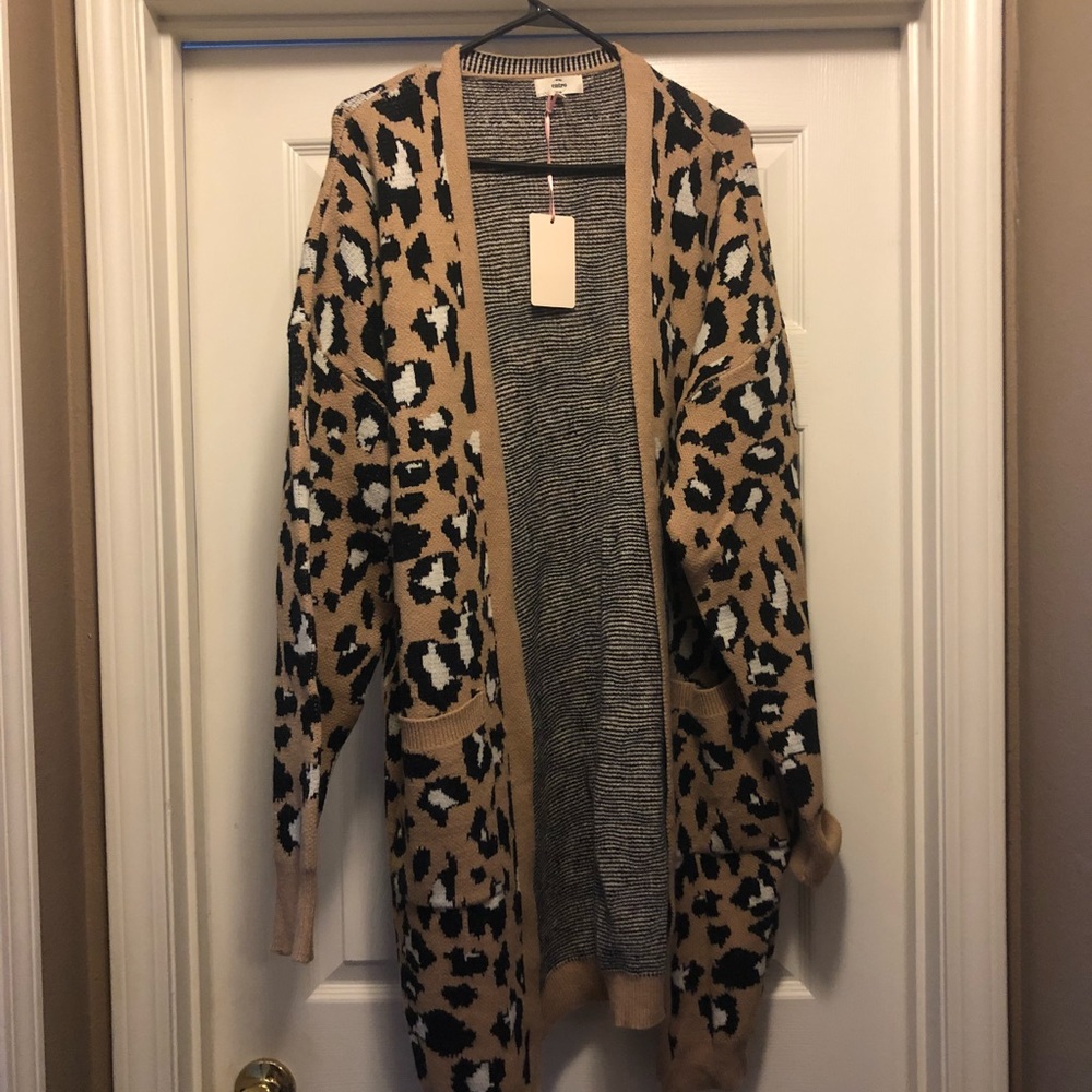Leopard print long cardigan